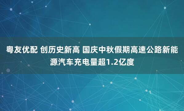 粤友优配 创历史新高 国庆中秋假期高速公路新能源汽车充电量超1.2亿度