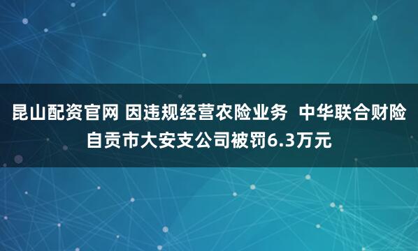 昆山配资官网 因违规经营农险业务  中华联合财险自贡市大安支公司被罚6.3万元